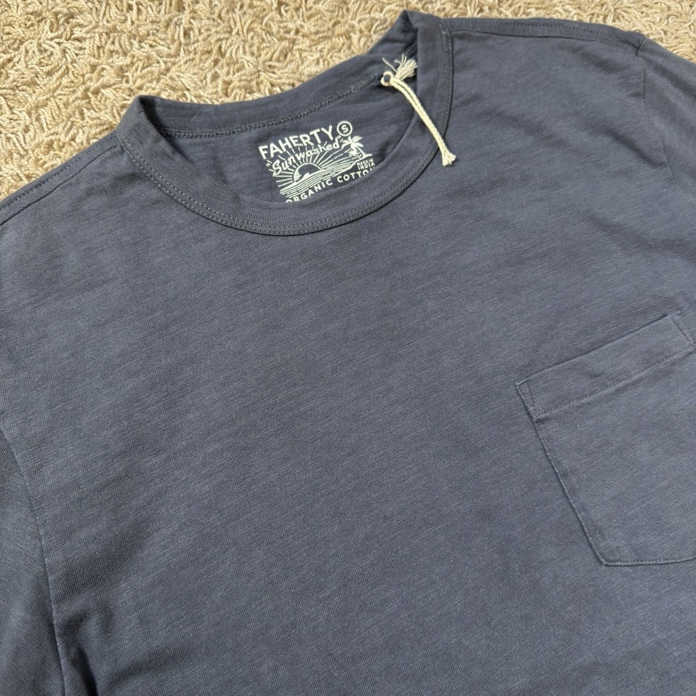 Faherty Sunwashed Pocket Tee In Dune Navy Men’s Size S NWOT